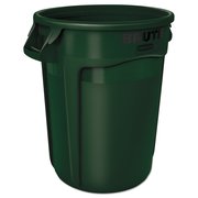 Rubbermaid Commercial 32 gal Round Trash Can, Green, Open Top, Plastic FG263200DGRN